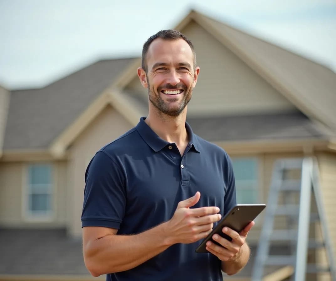 Jake Whitfield with a tablet on a job site